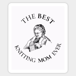 THE BEST KNITTING CRAFTS MOM LINE ART SIMPLE VECTOR STYLE, MOTHER OLD TIMES Sticker